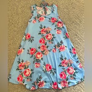 Pink Lily Light Blue Floral Dress Size Small